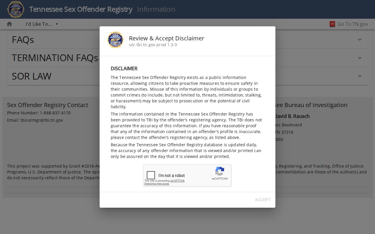 Lauderdale County arrest record and separate TBI registry source