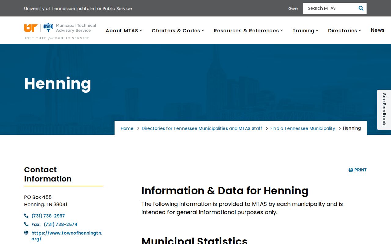 Henning profile illustrating municipal boundaries for Halls criminal records