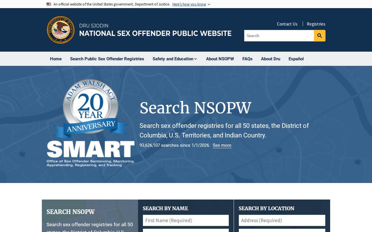 NSOPW interface distinguished from Halls municipal criminal records
