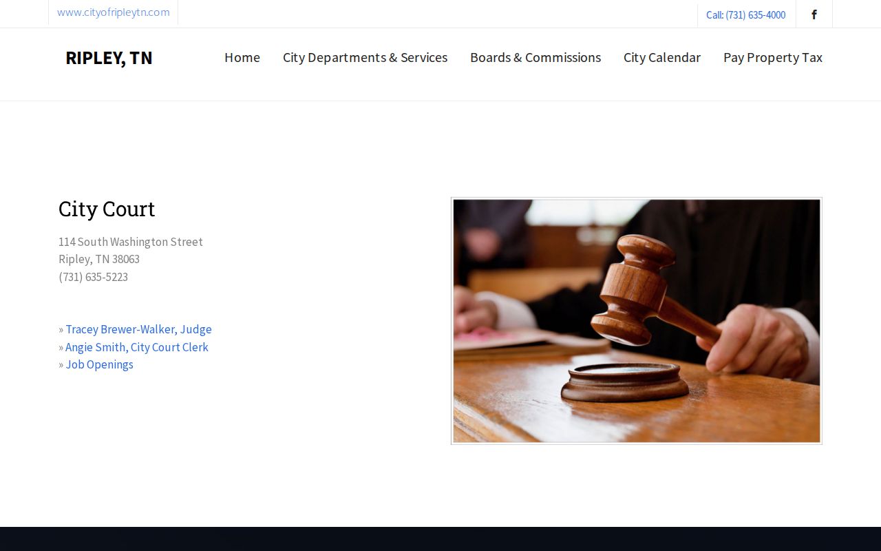 Ripley criminal records City Court contact page